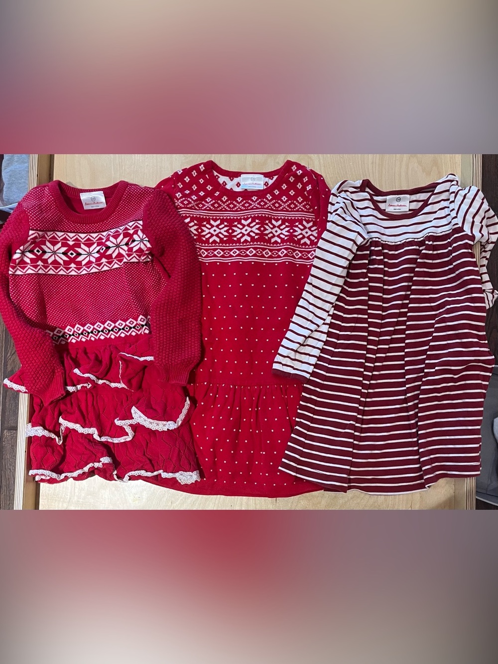 Set of 3 Red Knit Hanna Andersson Holiday Dresses